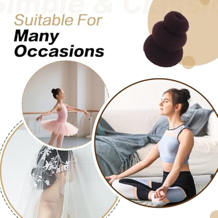 ericotry Beautiful Donut Hair Bun Makers- 3 Pieces Women Hair Chignon Donuts Ring Style Bun Maker Doughnut Shaper DIY Hair Styling Accessories (Brown) - Image 5